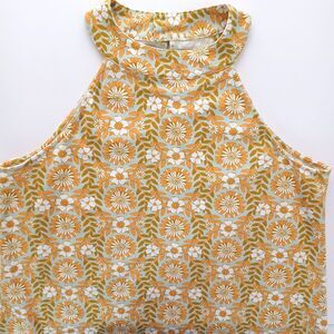 Spartina 449 Dress Small Halter Neck Daisy Print Retro 70's Resort Palm Springs